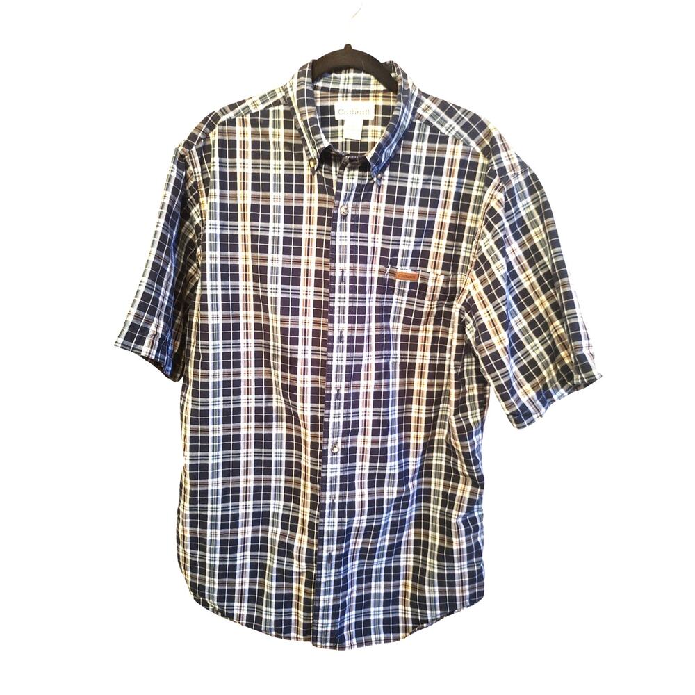 Men's Carhartt Blue Plaid SS Cotton Shirt L-T